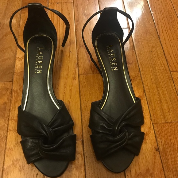 Ralph Lauren MIREYA Leather Ankle Strap Wedge  6 - Picture 1 of 8